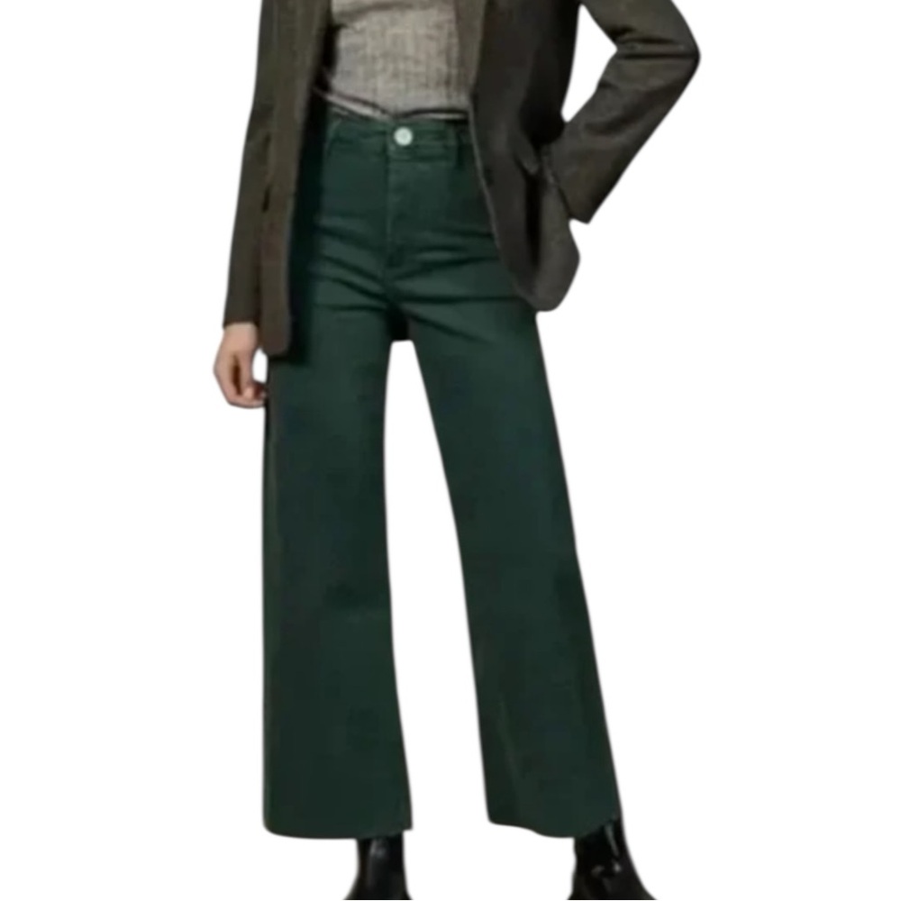 ZARA Marine Pants Straight Wide Leg Green- size 0
